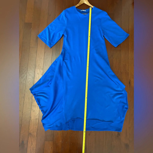 Zara Blue Modi Dress Size Small Relaxed Asymmetric 100% Cotton excellent - Picture 6 of 10